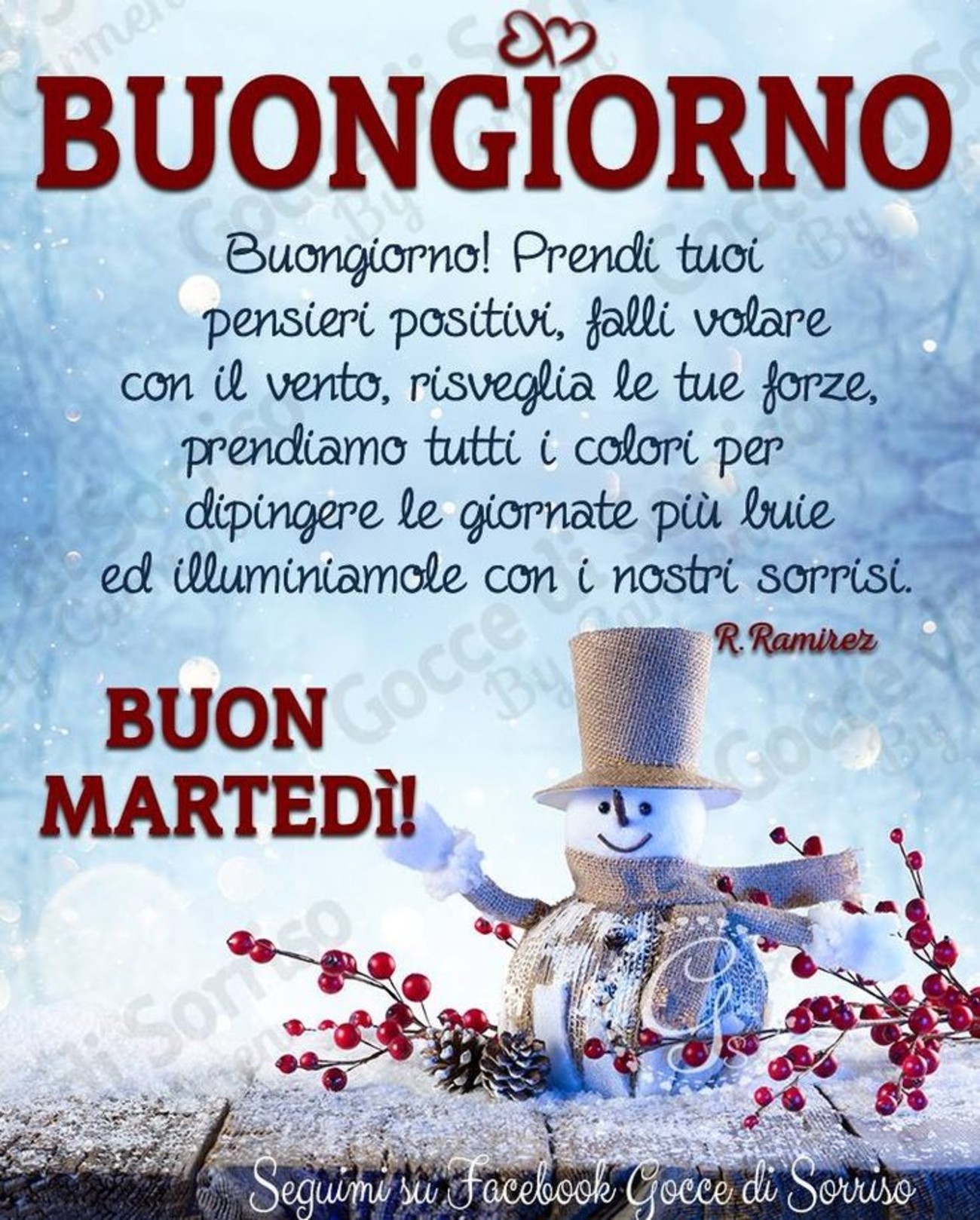 Buon martedì natalizio con bella frase - BuongiornoATe.it