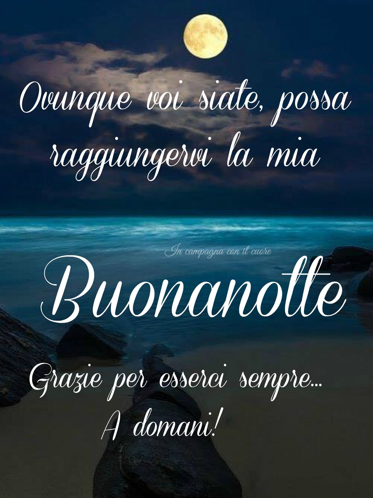 Ovunque voi siate possa raggiungervi la mia Buonanotte