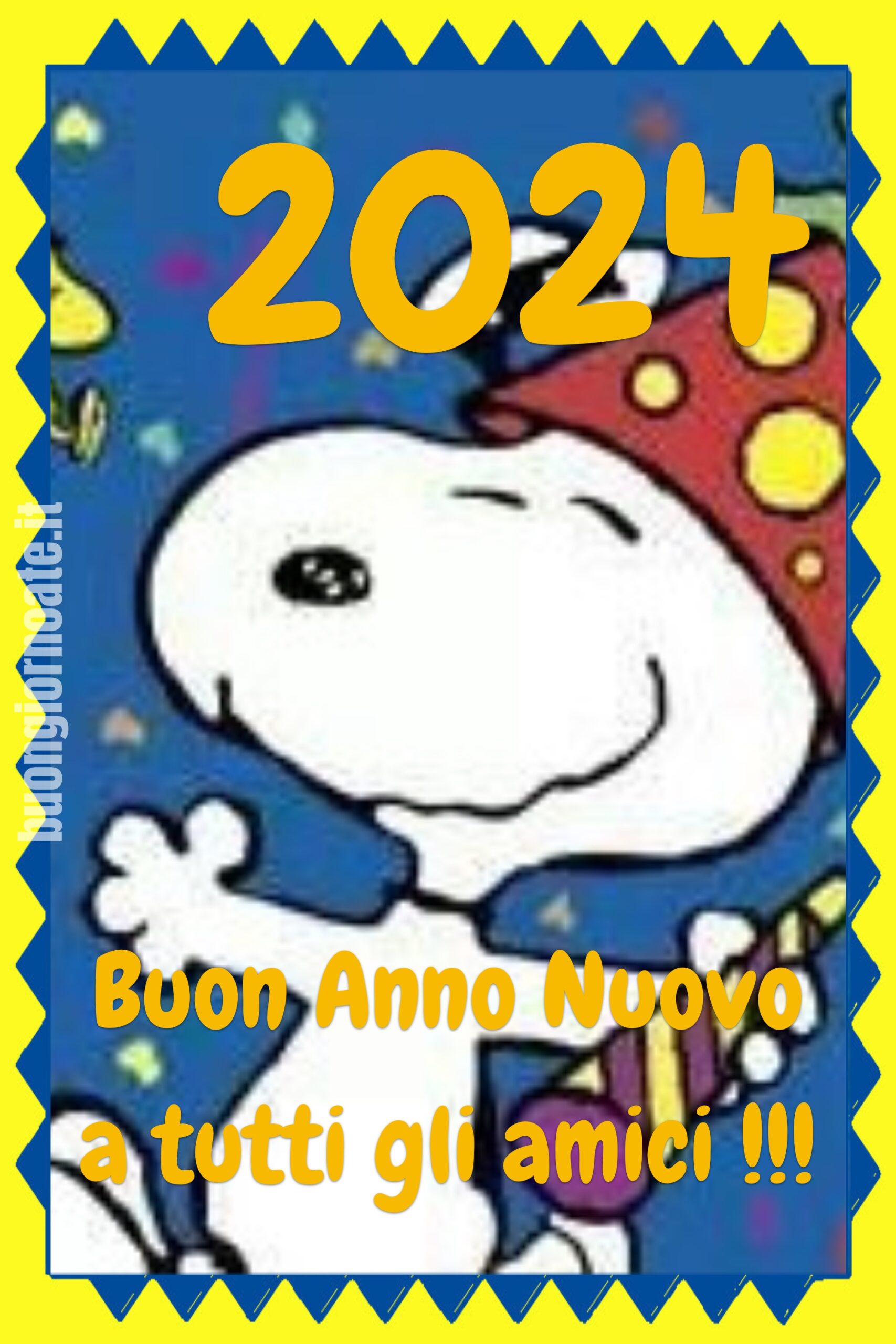 Buon Anno Nuovo a tutti gli amici 2024 Snoopy