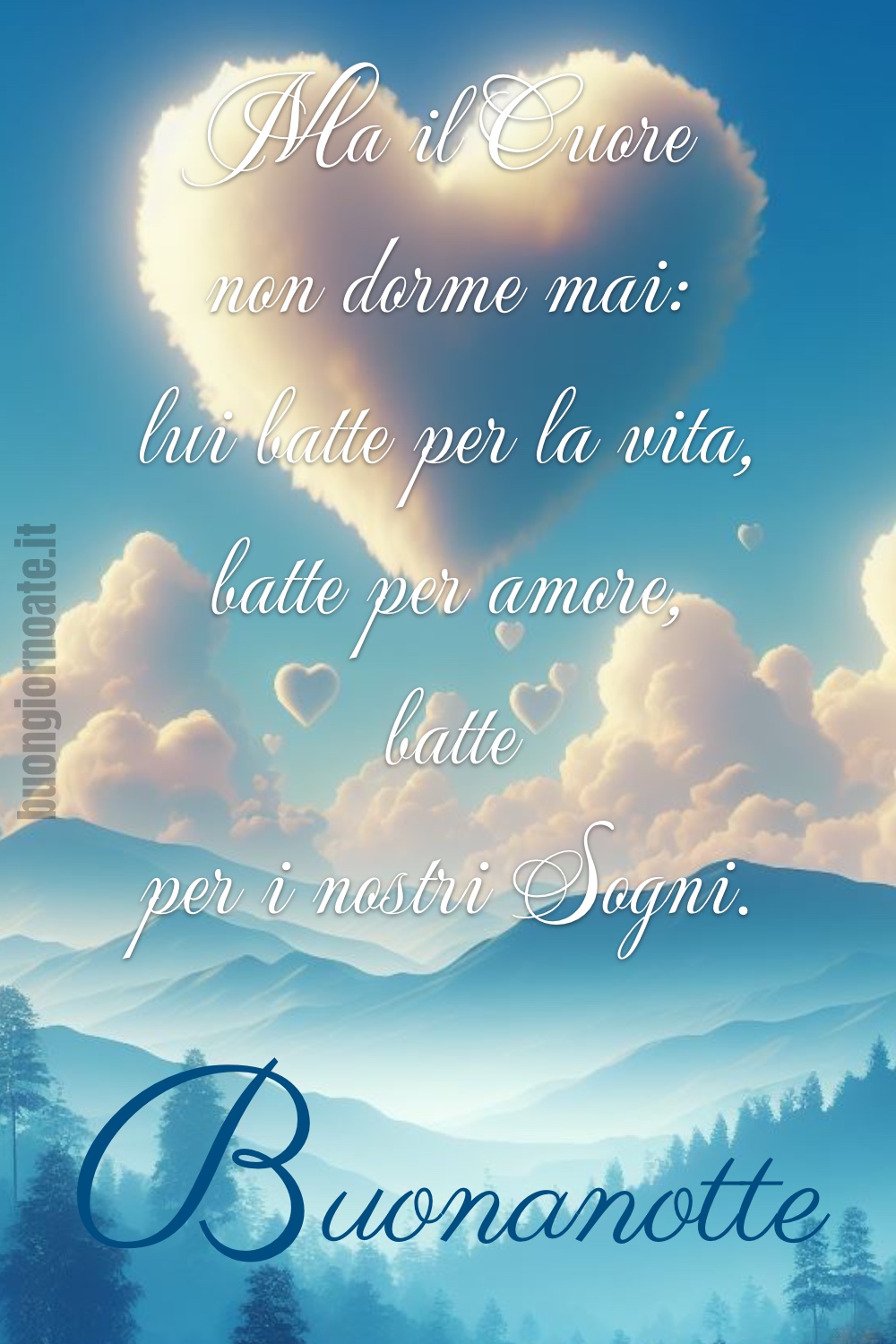 immagine di buonanotte con cuore e frase bella