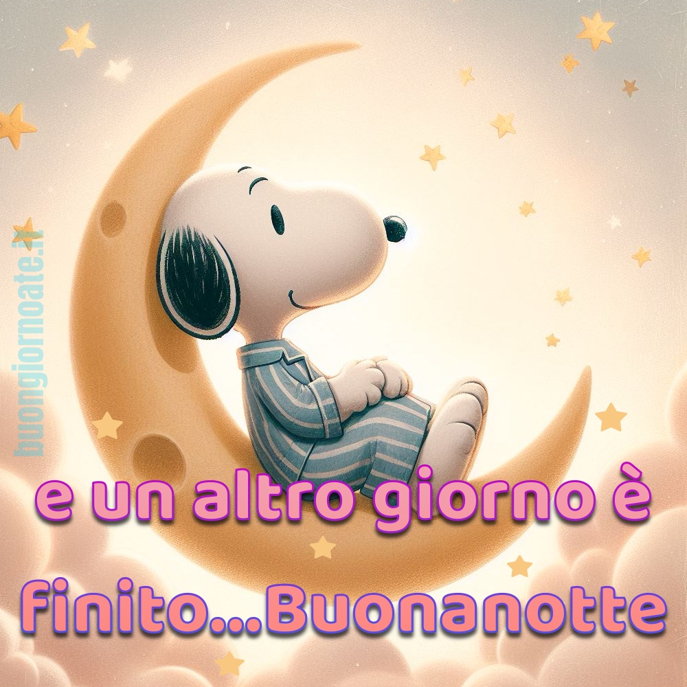 Snoopy sulla Luna augura la buonanotte agli amici